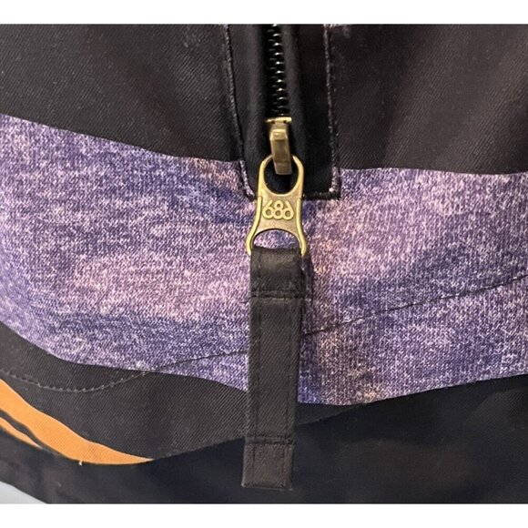 686 Manual Heather Iris Striped Insulated Hooded Zip Ski Snowboard Jacket - Picture 10 of 16